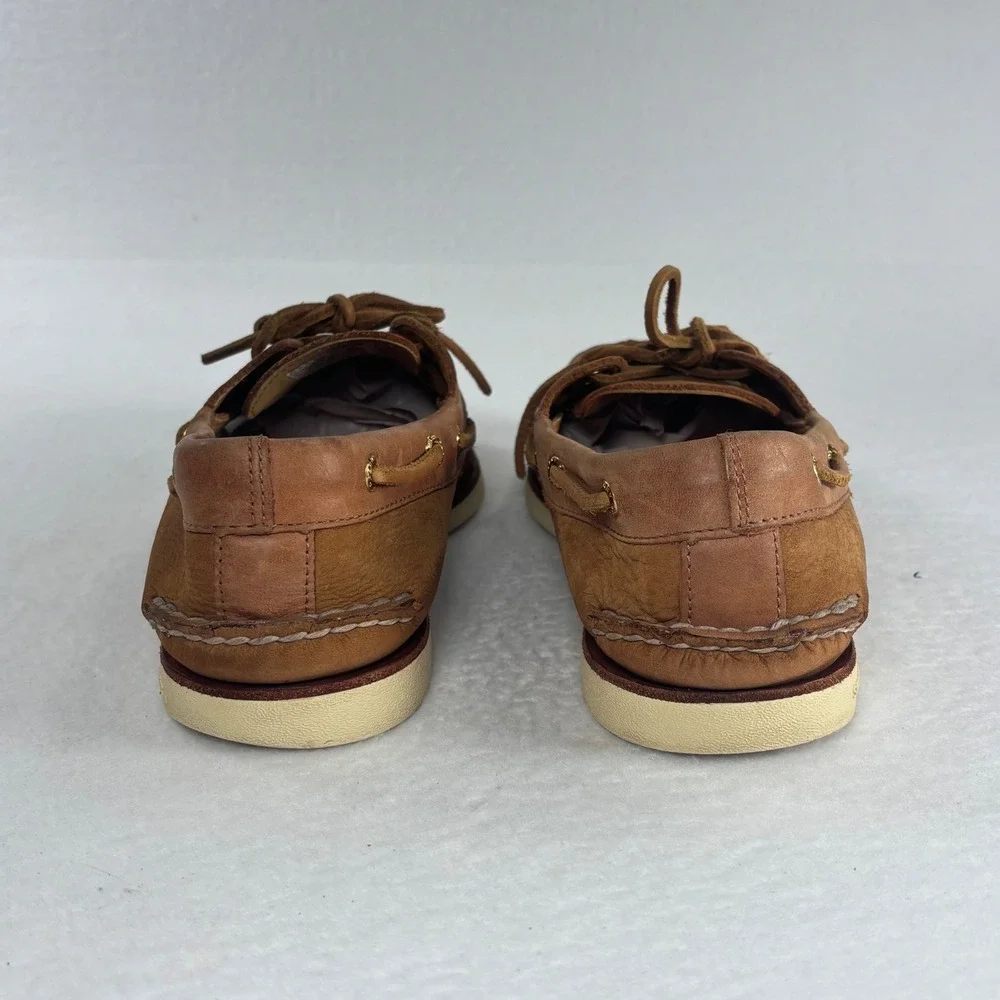 Sperry Gold Cup Authentic Original Boat Shoes 18K Eyelet Sz 9 Tan Brown Leather